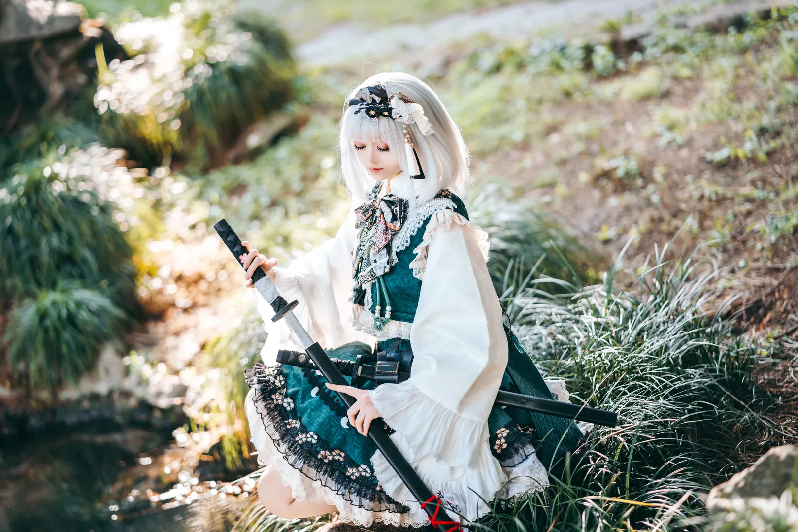 东方project, 魂魄妖梦cos, 白丝, 和风洛丽塔, 幽人の庭师 - 第5张