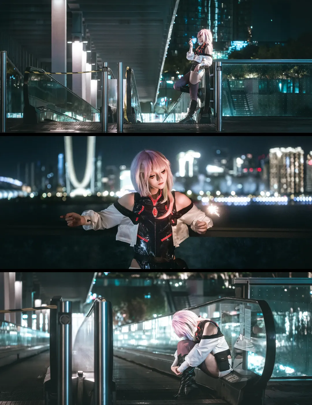 戶外人像, 露西cos, 黑絲cos, 賽博朋克邊緣行者, 賽博朋克夜景 - 第2張