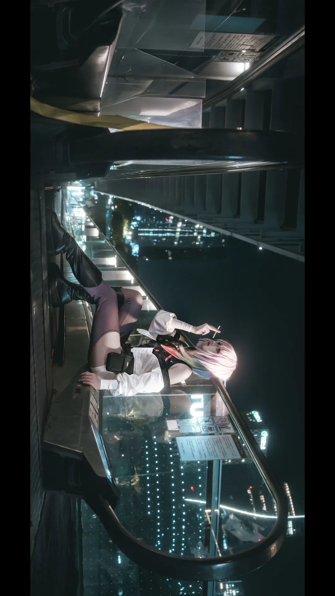 戶外人像, 露西cos, 黑絲cos, 賽博朋克邊緣行者, 賽博朋克夜景 - 第6張