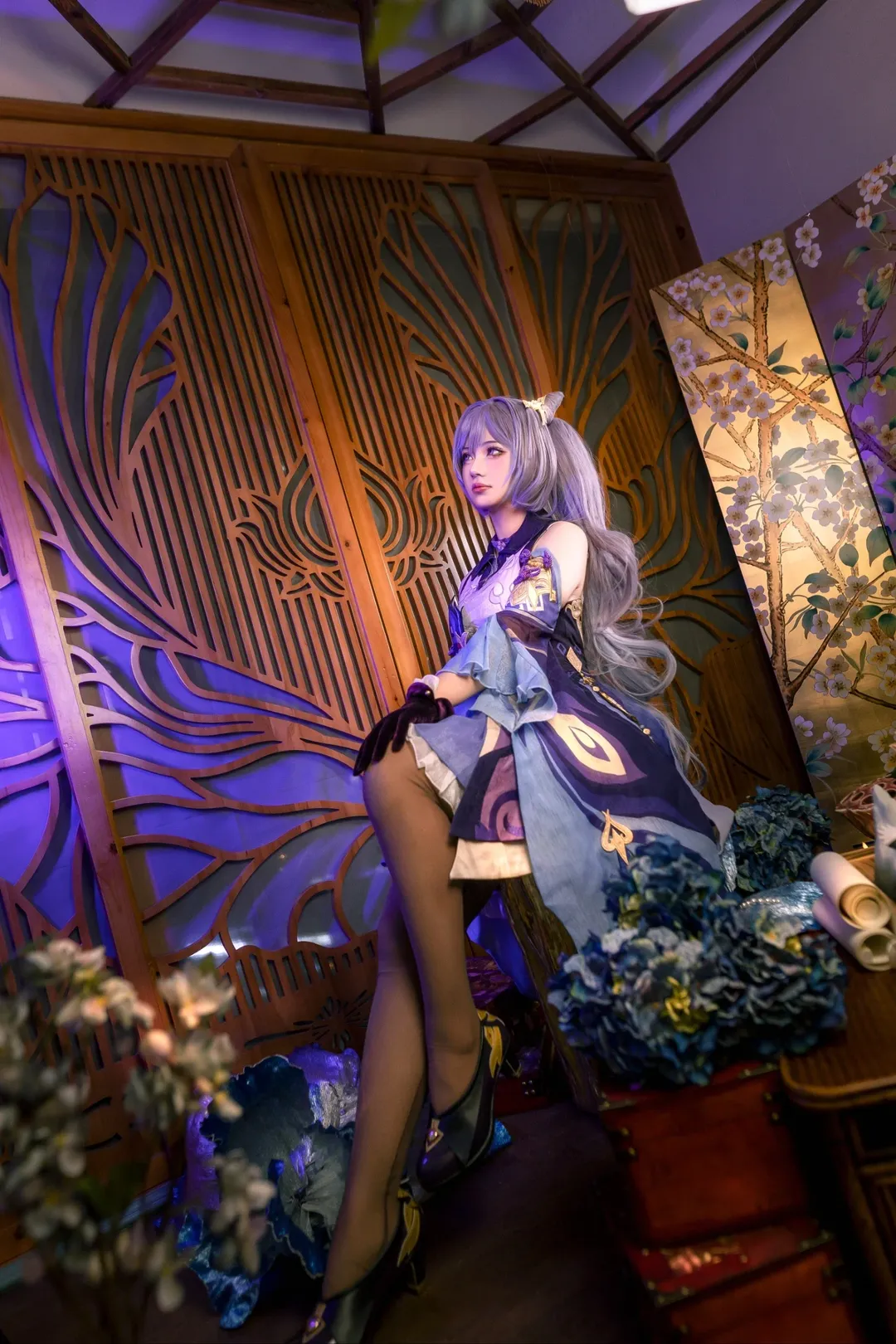 原神, cosplay, 刻晴cos, 国风摄影, 黑丝穿搭 - 第4张