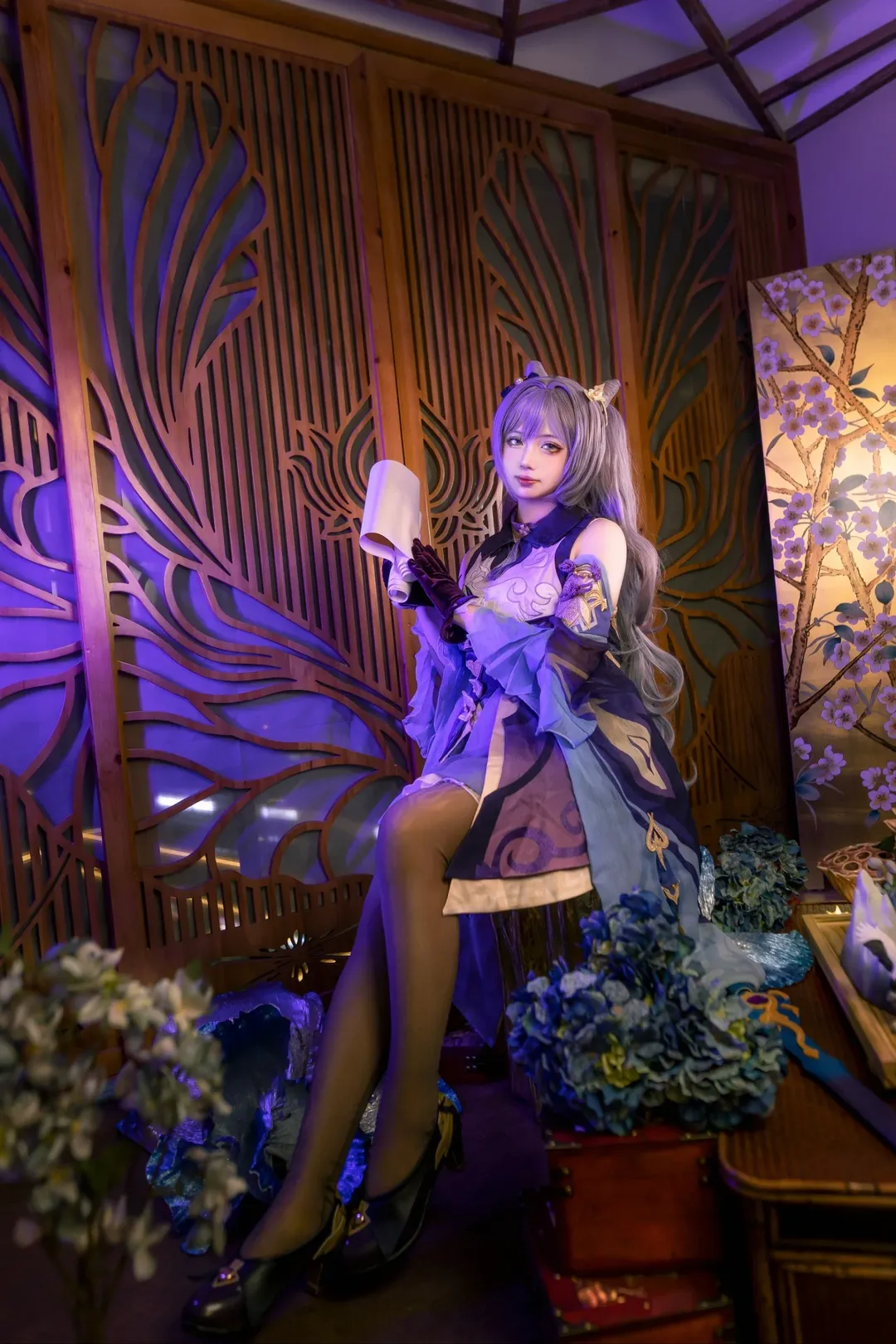 原神, cosplay, 刻晴cos, 国风摄影, 黑丝穿搭 - 第6张