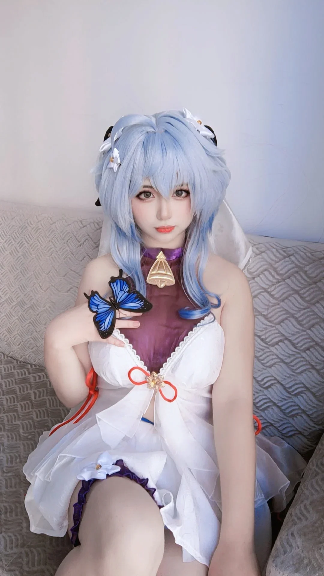 原神, 甘雨cos, 二次元少女, 藍色系穿搭, cosplay日常