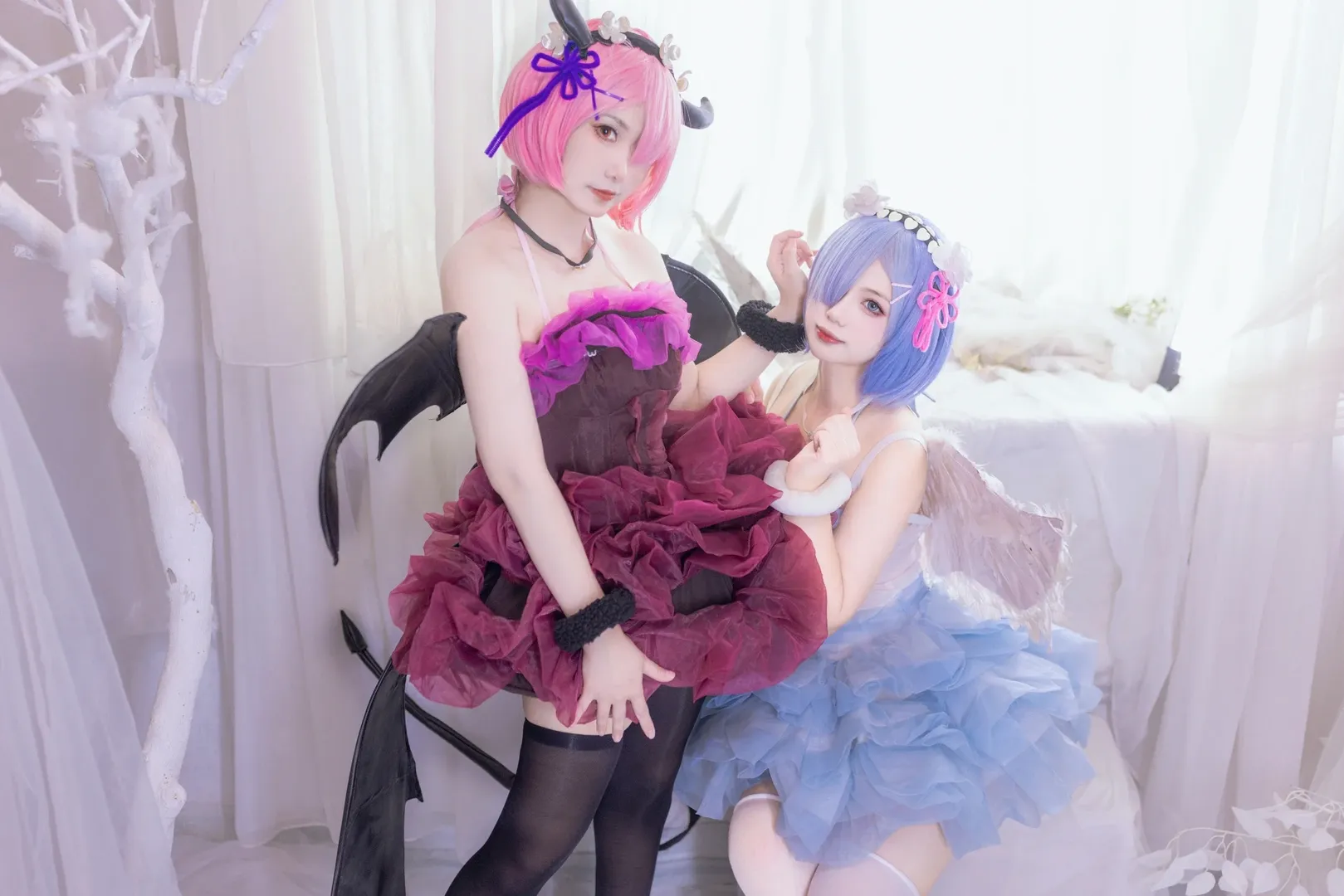 从零开始的异世界生活, 蕾姆cos, 拉姆cos, 双人cosplay, 黑丝白丝 - 第6张