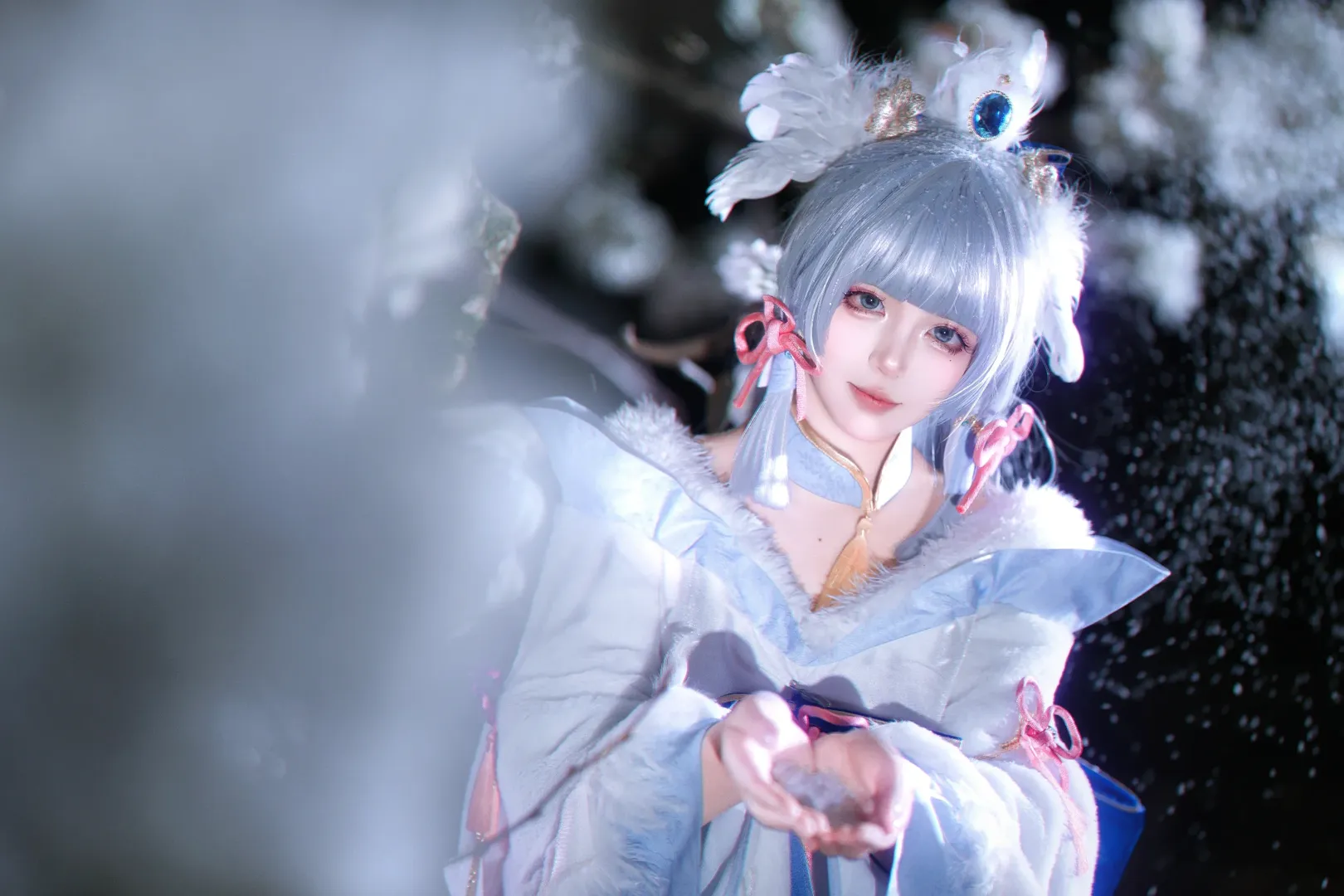 原神, 神里绫华cos, 二次元cos, 夜景摄影, 白丝cos - 第4张
