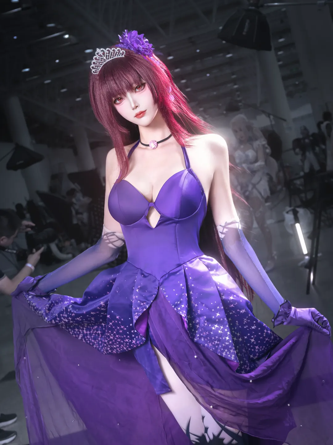 イベント写真, Fate/Grand Order, スカサハコスプレ, ストッキング, 紫のドレス