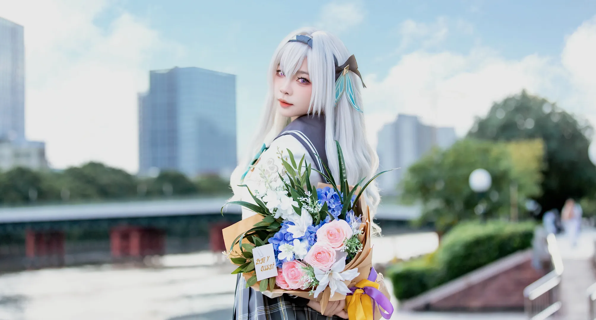 崩坏星穹铁道, 流萤cos, Cosplay摄影, CICF漫展, 白色过膝长袜 - 第2张