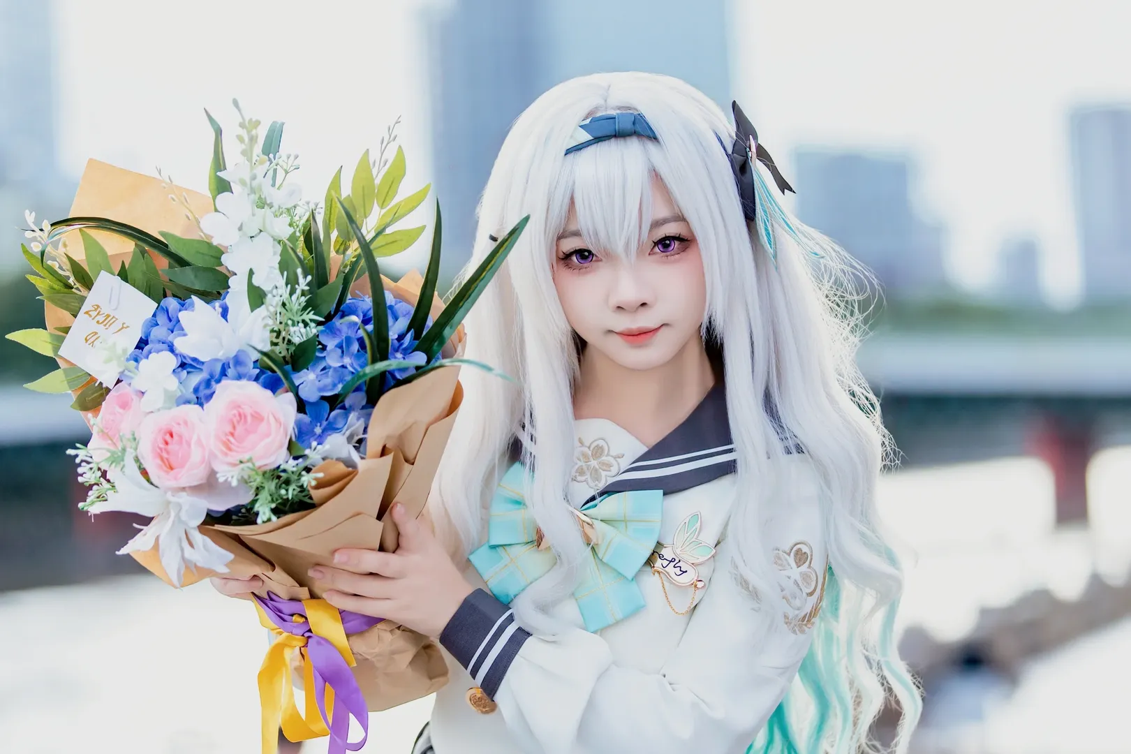 崩坏星穹铁道, 流萤cos, Cosplay摄影, CICF漫展, 白色过膝长袜 - 第3张