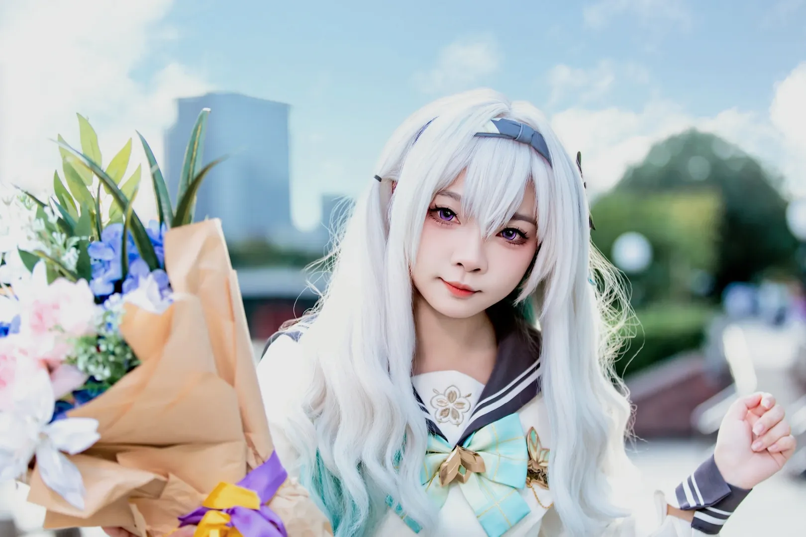 崩坏星穹铁道, 流萤cos, Cosplay摄影, CICF漫展, 白色过膝长袜 - 第4张