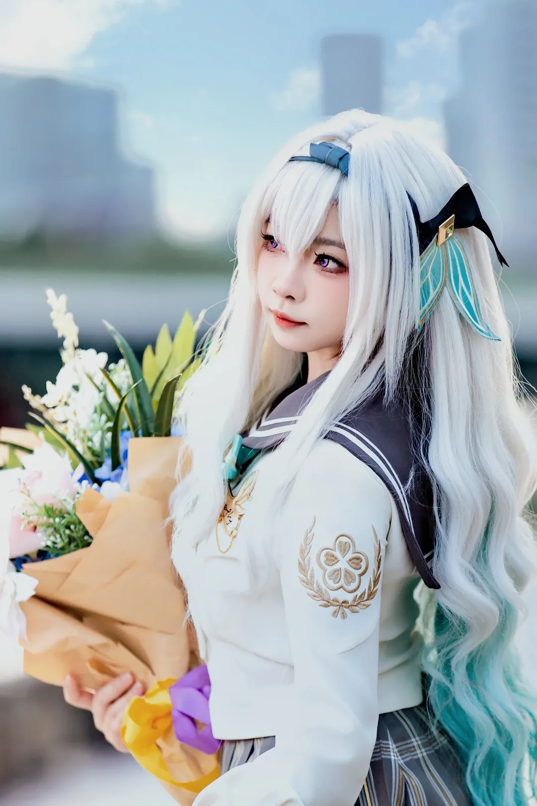 崩坏星穹铁道, 流萤cos, Cosplay摄影, CICF漫展, 白色过膝长袜 - 第5张