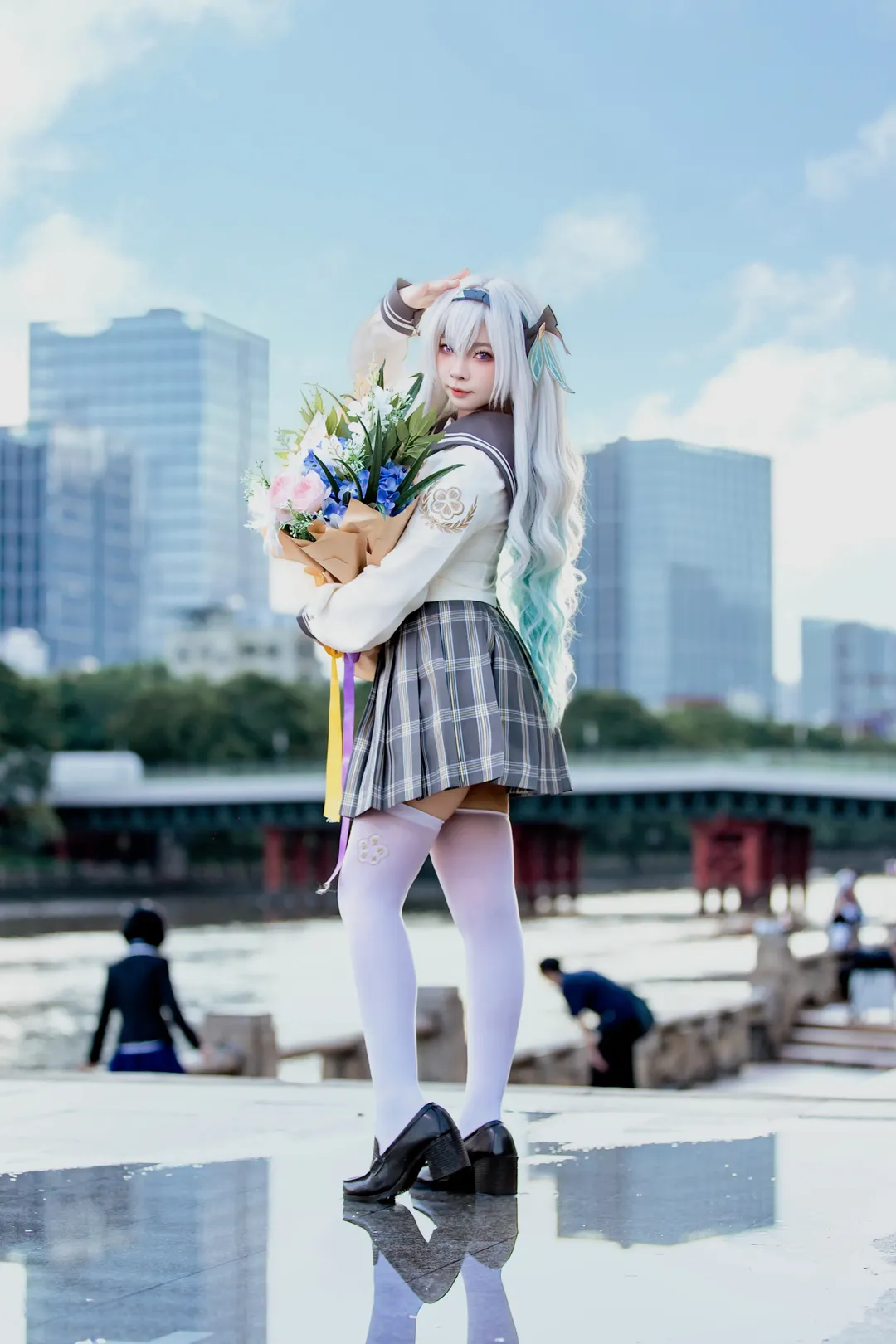 崩坏星穹铁道, 流萤cos, Cosplay摄影, CICF漫展, 白色过膝长袜