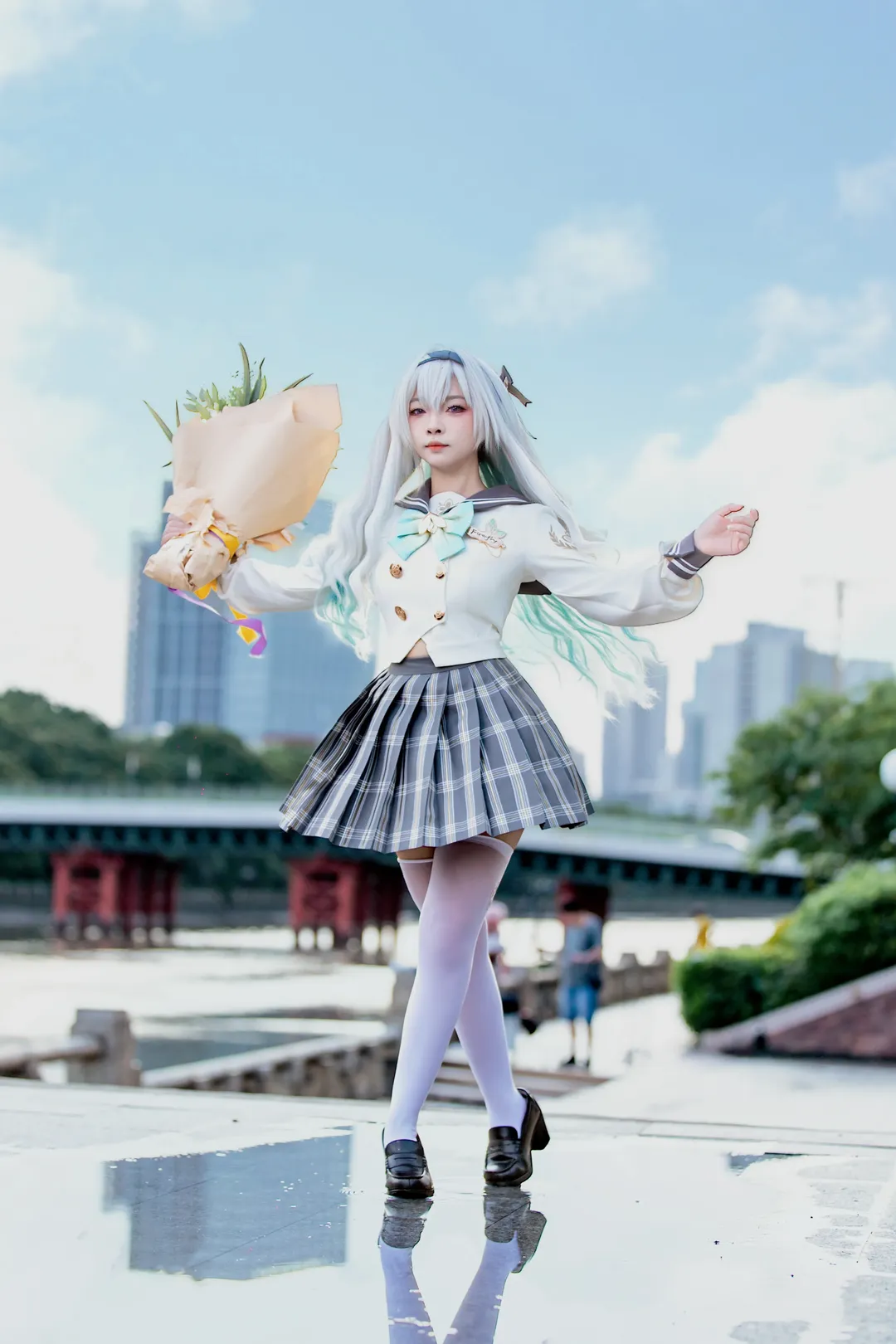 崩坏星穹铁道, 流萤cos, Cosplay摄影, CICF漫展, 白色过膝长袜 - 第8张
