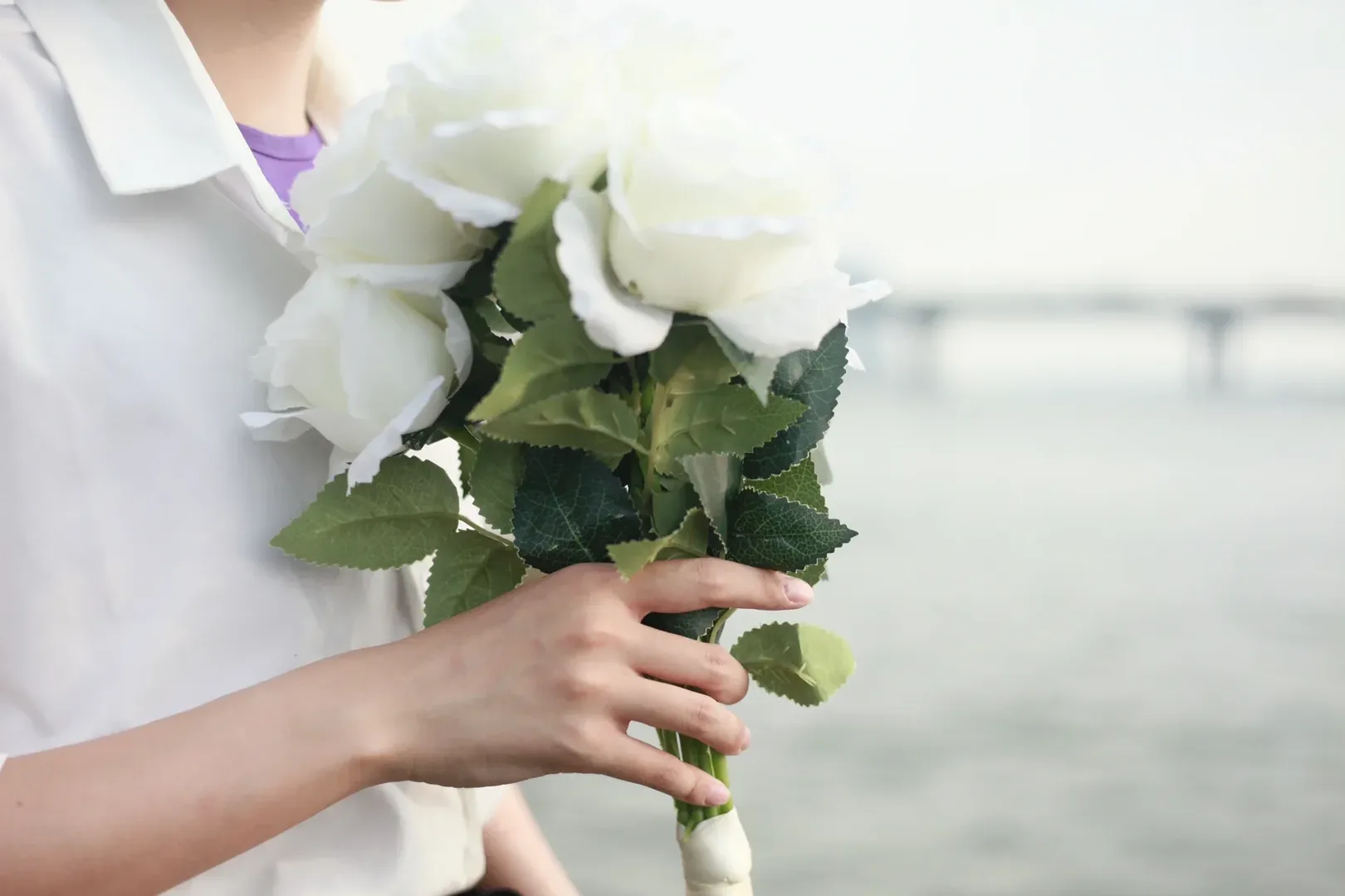 Seaside location shoot, Neon Genesis Evangelion, White shirt, Kaworu Nagisa cosplay, Silver-haired boy - Image 8