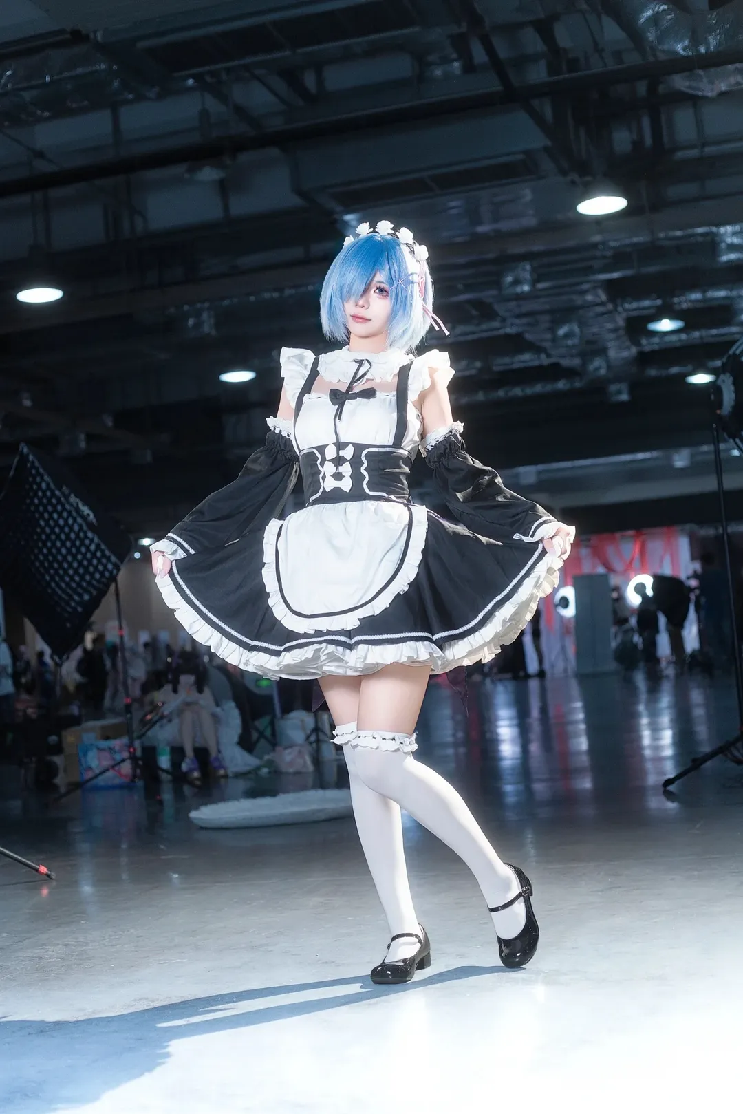 cosplay, 漫展场照, 蕾姆cos, 从零开始的异世界, 白丝