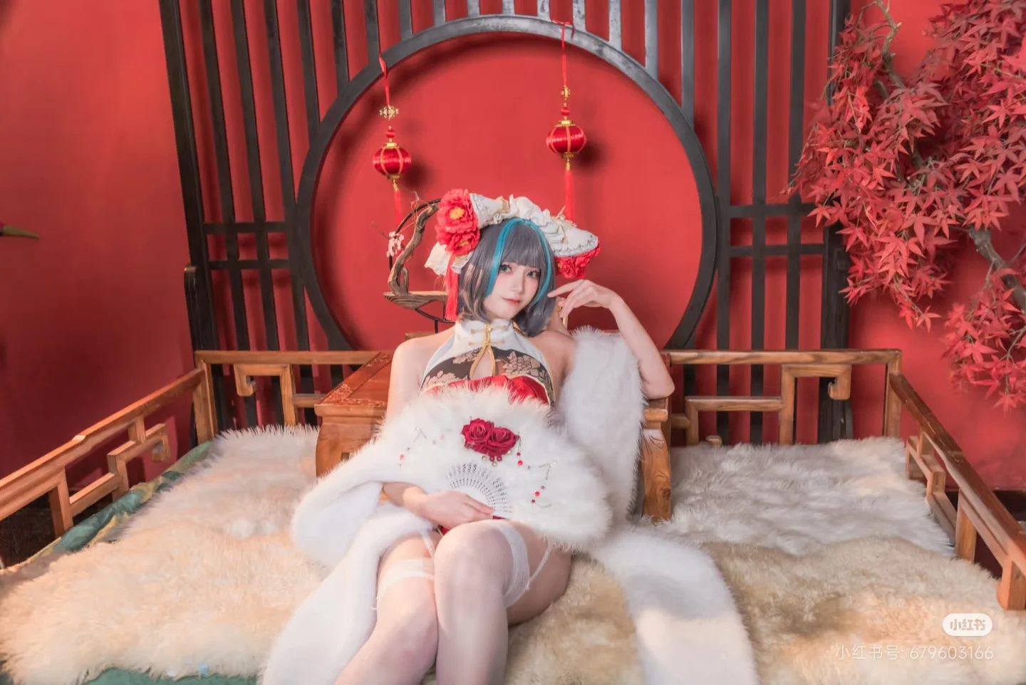柴郡cos, 碧蓝航线, 白丝, 旗袍cosplay, 新春国风
