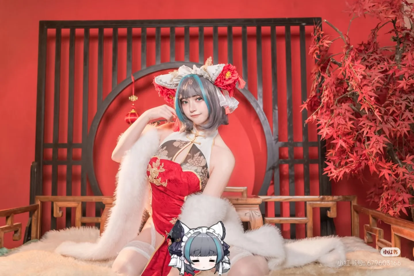 柴郡cos, 碧蓝航线, 白丝, 旗袍cosplay, 新春国风 - 第2张