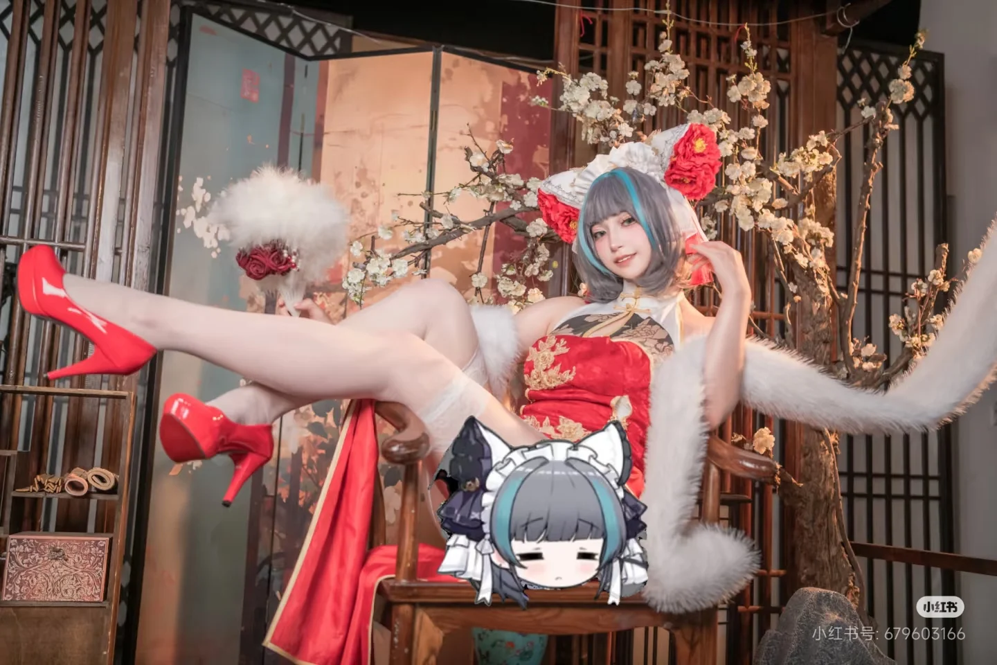 柴郡cos, 碧蓝航线, 白丝, 旗袍cosplay, 新春国风 - 第3张