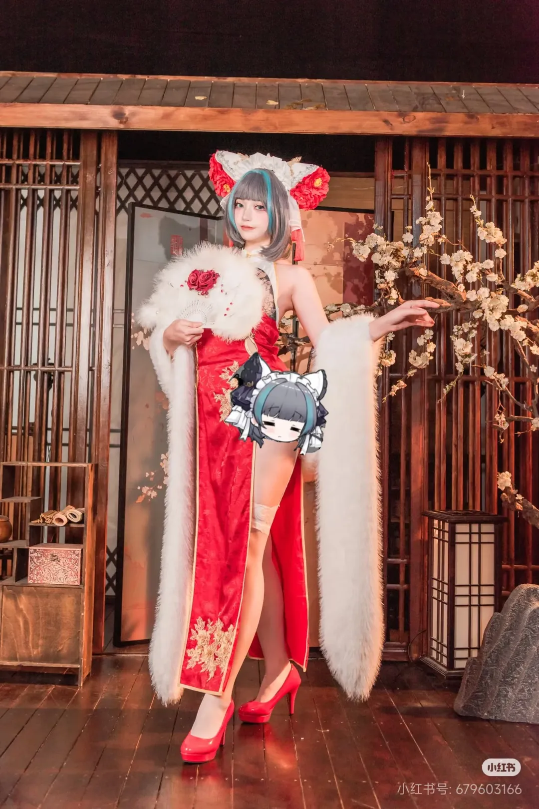 柴郡cos, 碧蓝航线, 白丝, 旗袍cosplay, 新春国风 - 第4张