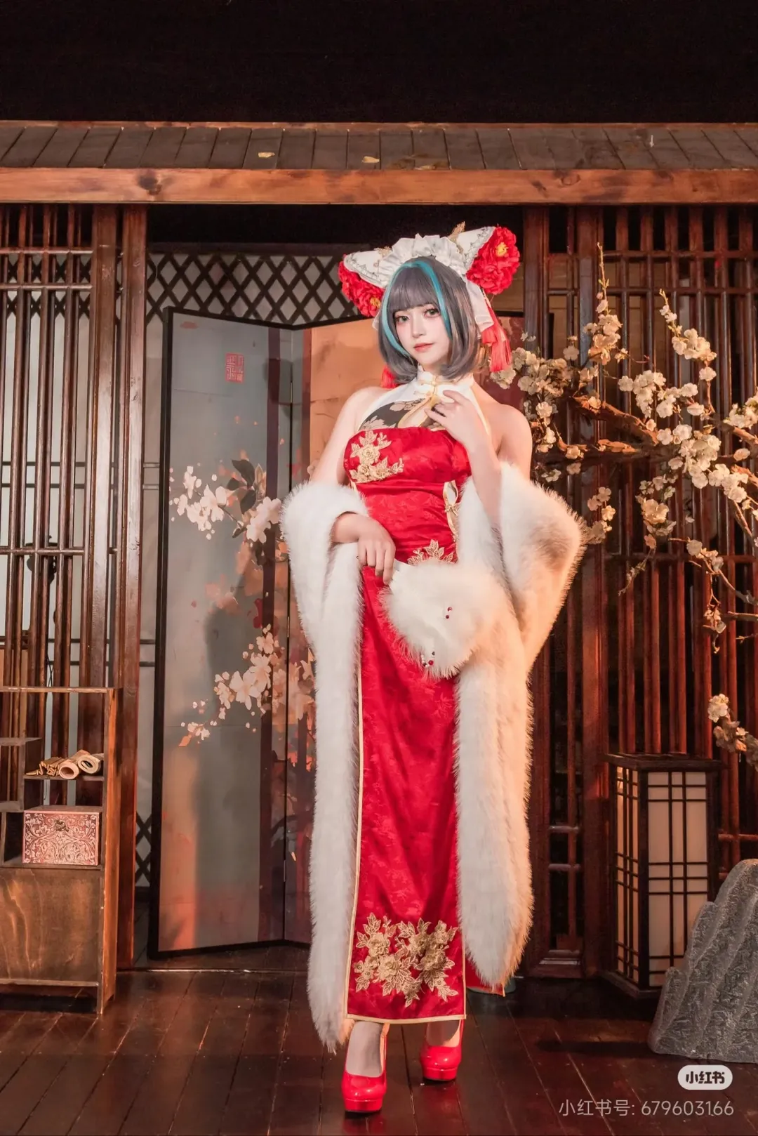 柴郡cos, 碧蓝航线, 白丝, 旗袍cosplay, 新春国风 - 第5张
