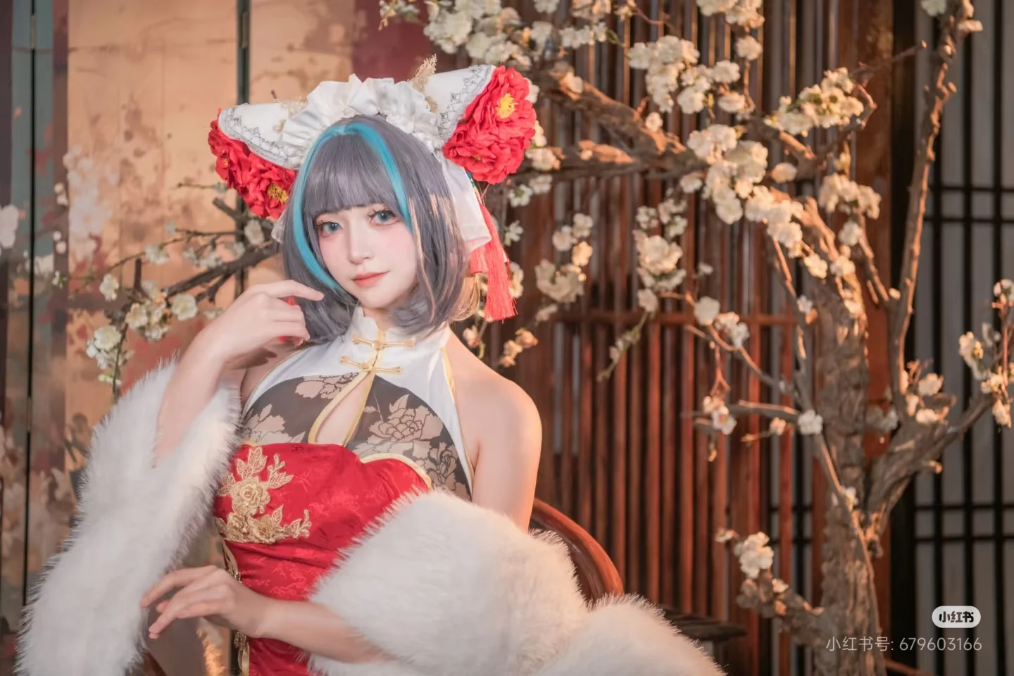 柴郡cos, 碧蓝航线, 白丝, 旗袍cosplay, 新春国风 - 第6张