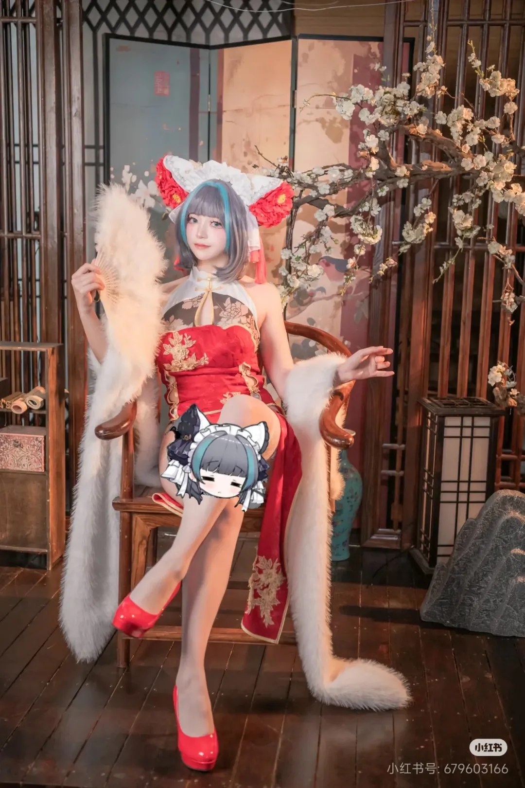 柴郡cos, 碧蓝航线, 白丝, 旗袍cosplay, 新春国风 - 第7张