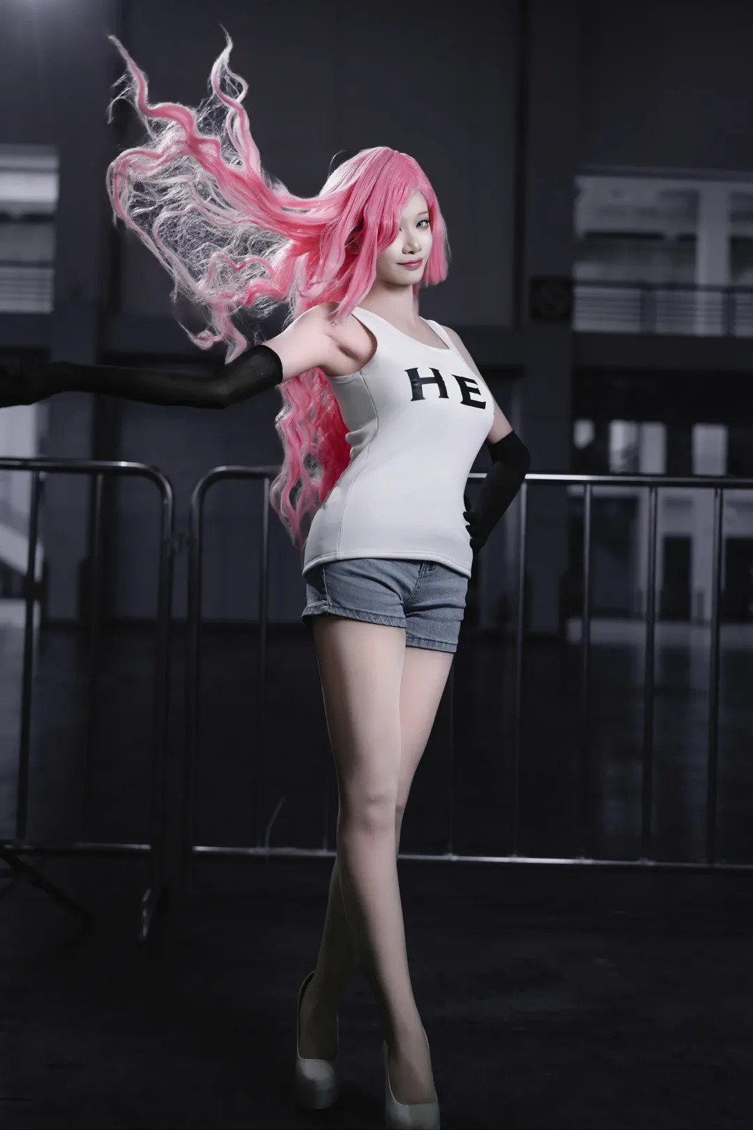 cosplay, 粉色假发, 一人之下, 白色丝袜, 夏禾cos