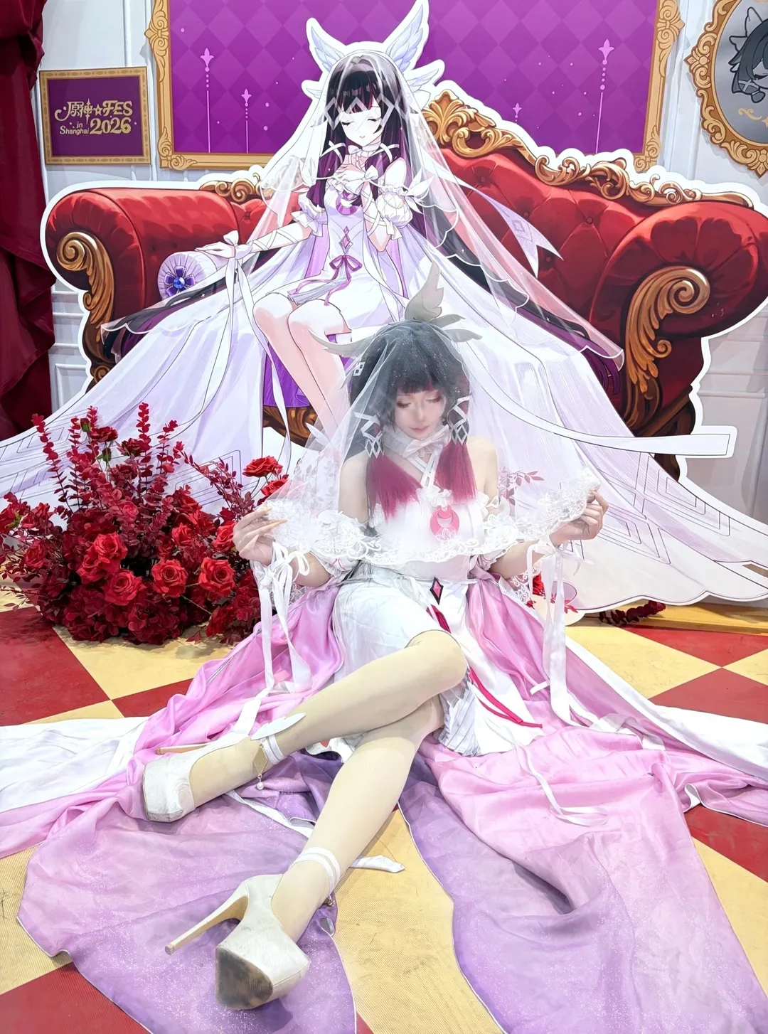 原神, 哥倫比婭cos, 婚紗cos, 漫展返圖, 白絲
