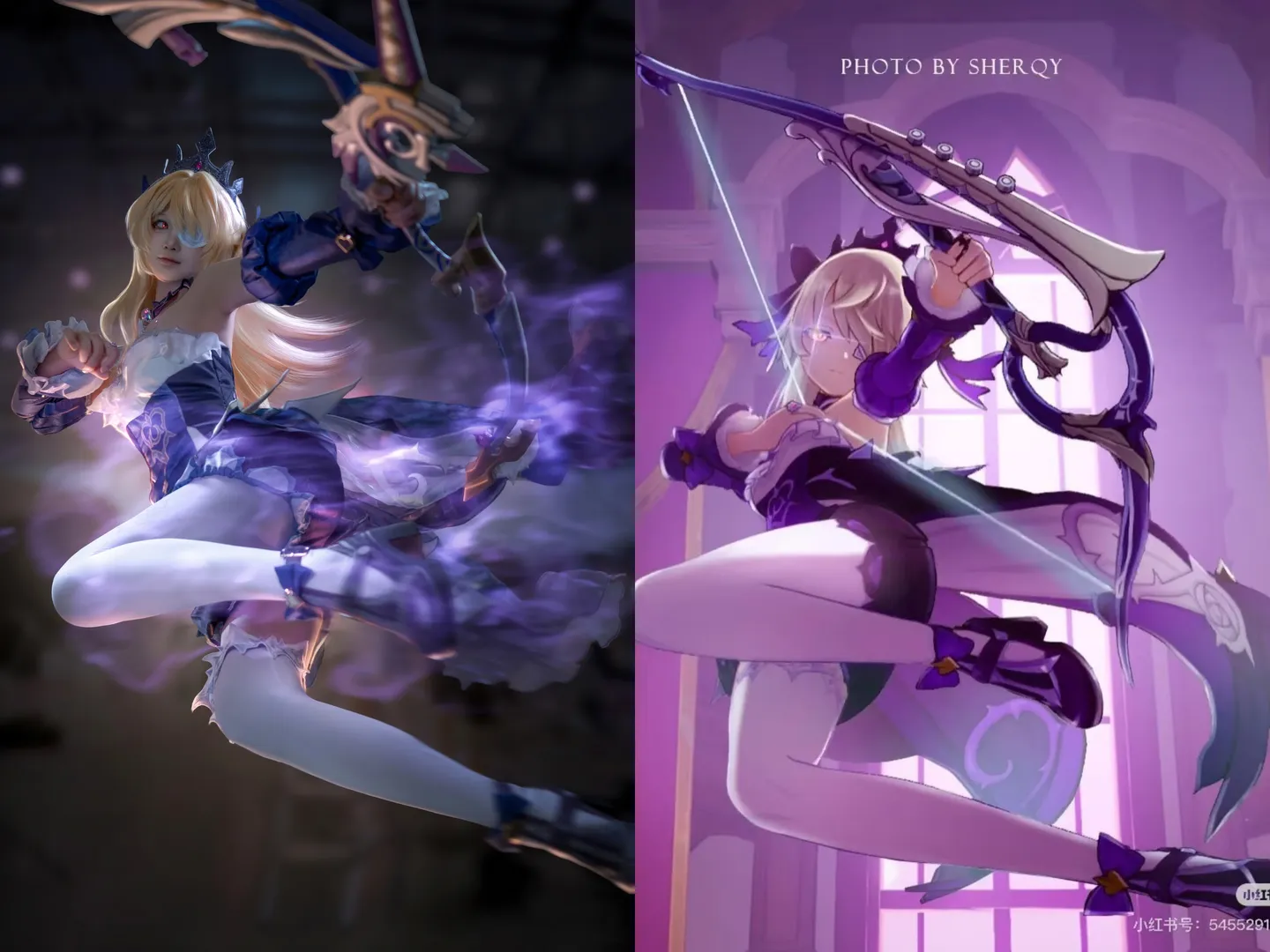 原神, イベント写真, 写真編集, フィッシュル コスプレ, 白タイツコスプレ - 1枚目