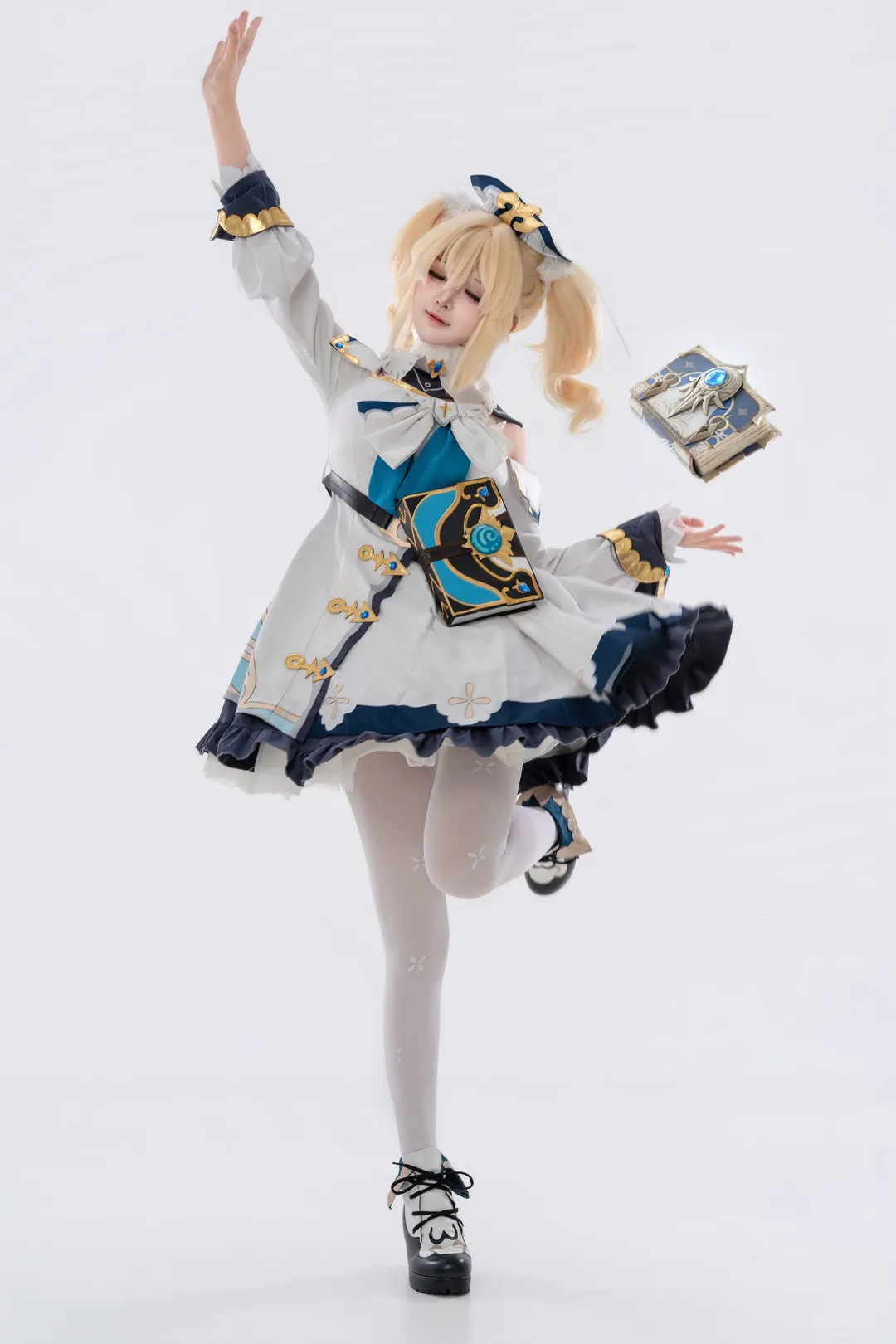Genshin Impact, White studio photography, Barbara Cosplay, White thigh-highs outfit, Healing girl - Image 1