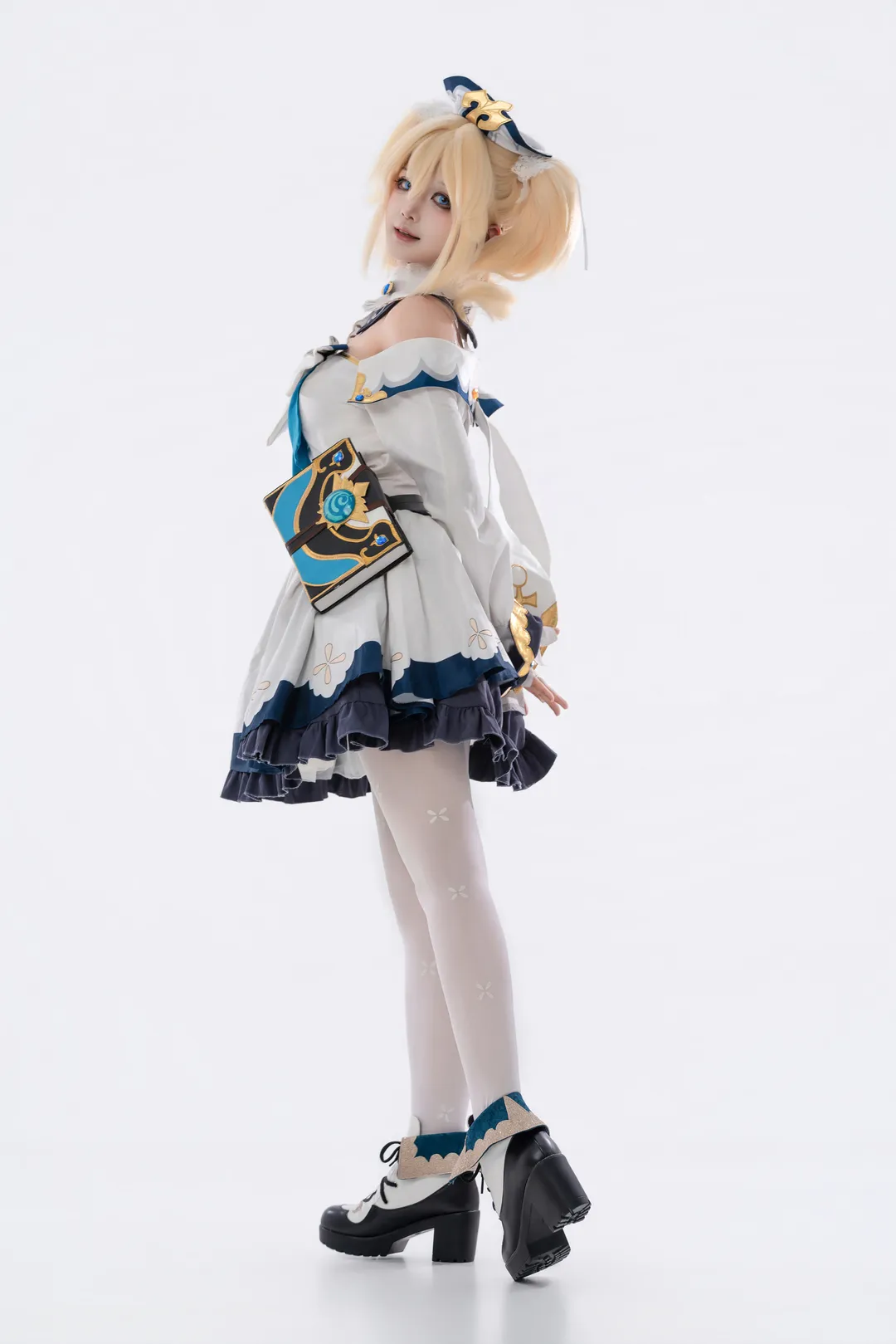 Genshin Impact, White studio photography, Barbara Cosplay, White thigh-highs outfit, Healing girl - Image 4