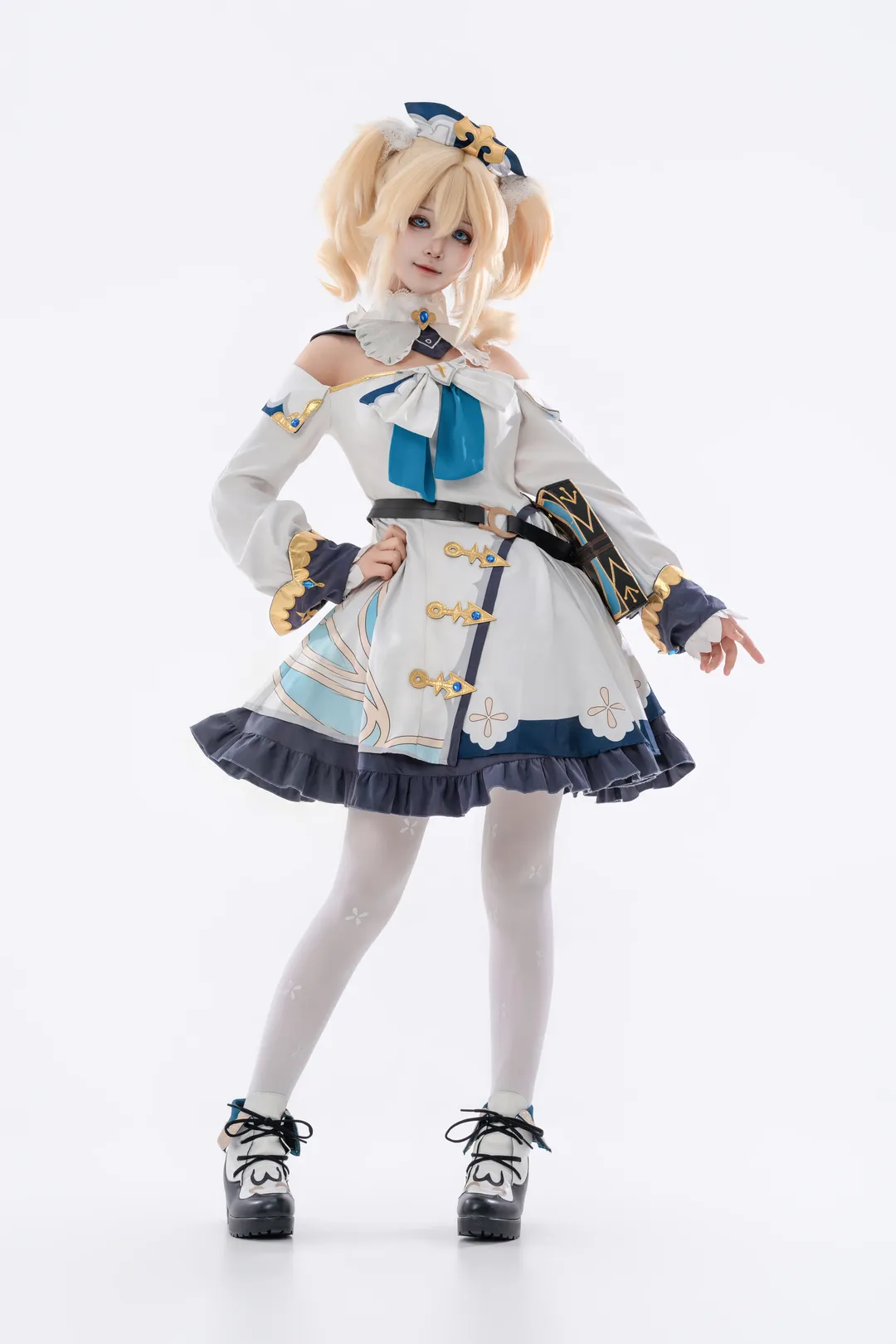 原神, 白棚拍摄, 芭芭拉cos, 白丝穿搭, 治愈系少女
