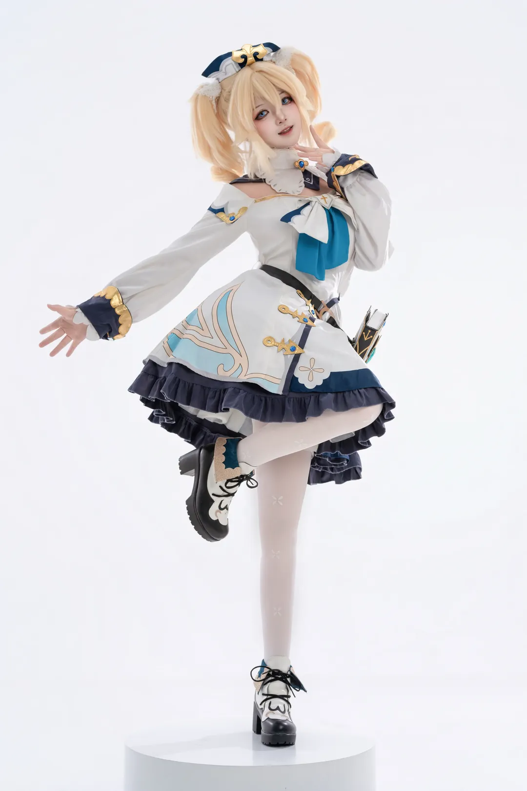 Genshin Impact, White studio photography, Barbara Cosplay, White thigh-highs outfit, Healing girl - Image 6