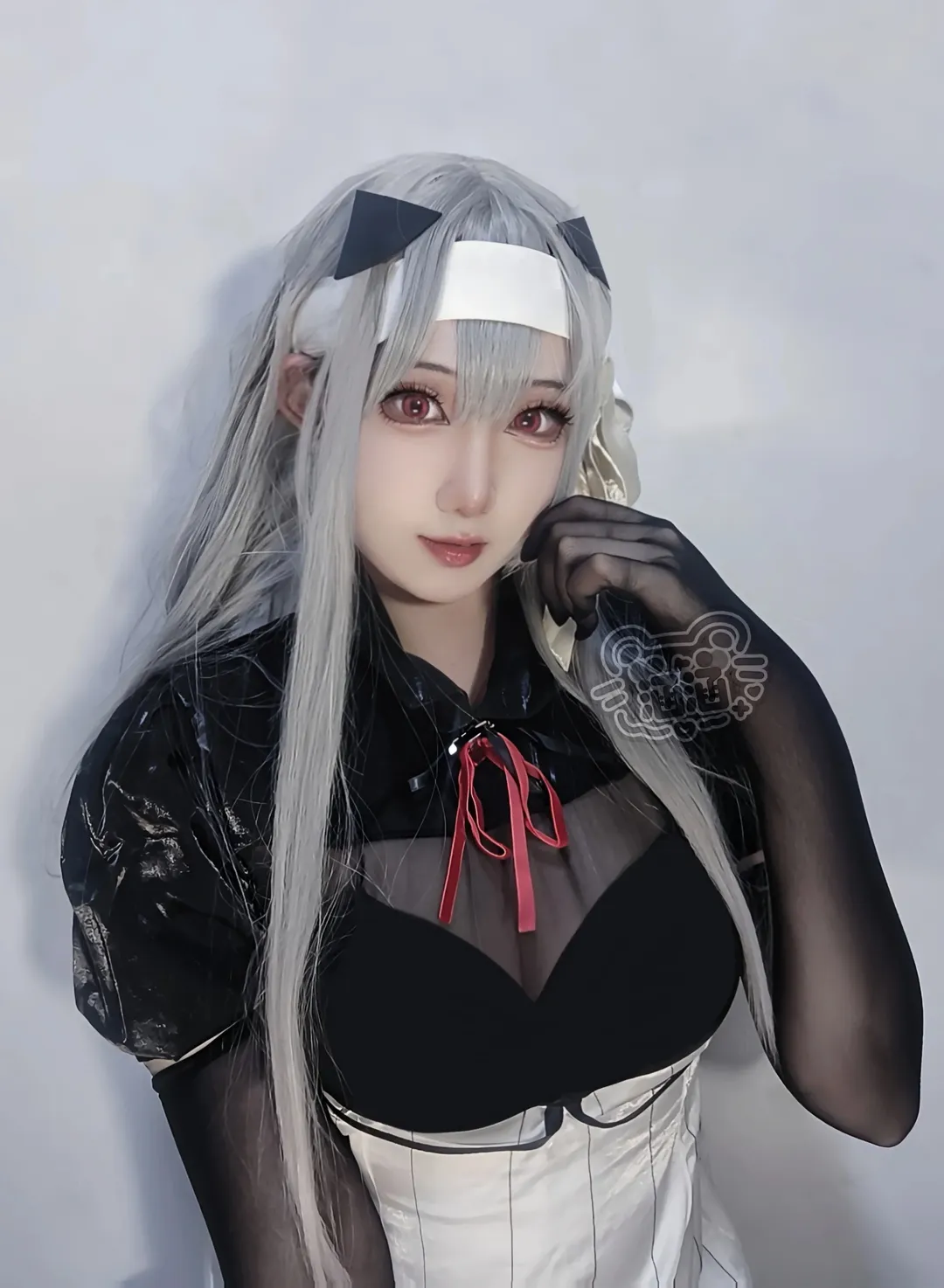 cosplay, 胜利女神妮姬, 银发红瞳, 神罚cos, 黑色网纱