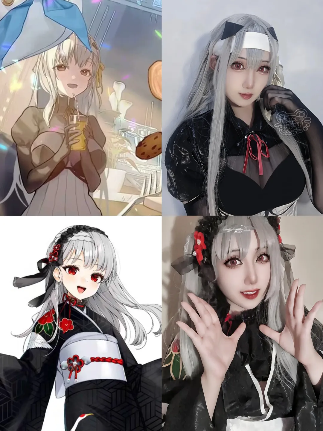 cosplay, 胜利女神妮姬, 银发红瞳, 神罚cos, 黑色网纱 - 第2张