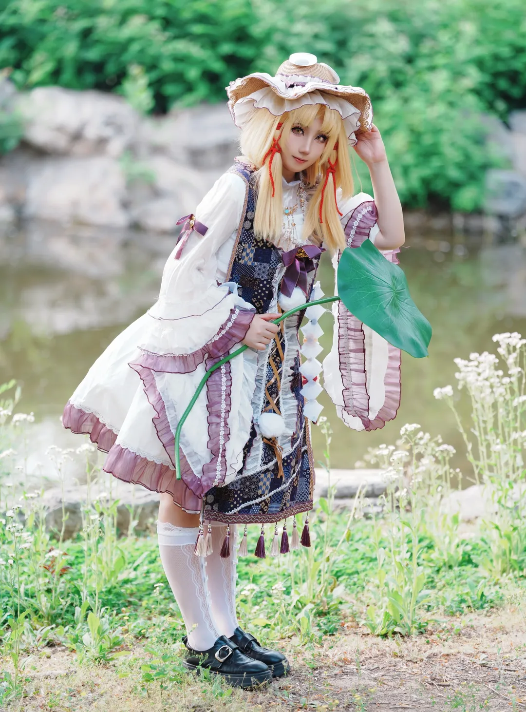 東方Project, 屋外コスプレ撮影, 洩矢諏訪子コスプレ, 白タイツコスプレ, ケロちゃんコスプレ - 1枚目