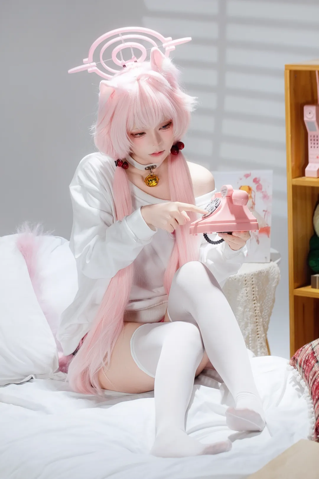 蔚蓝档案, 少女写真, 小鸟游星野cos, 白丝穿搭, 居家氛围感 - 第3张
