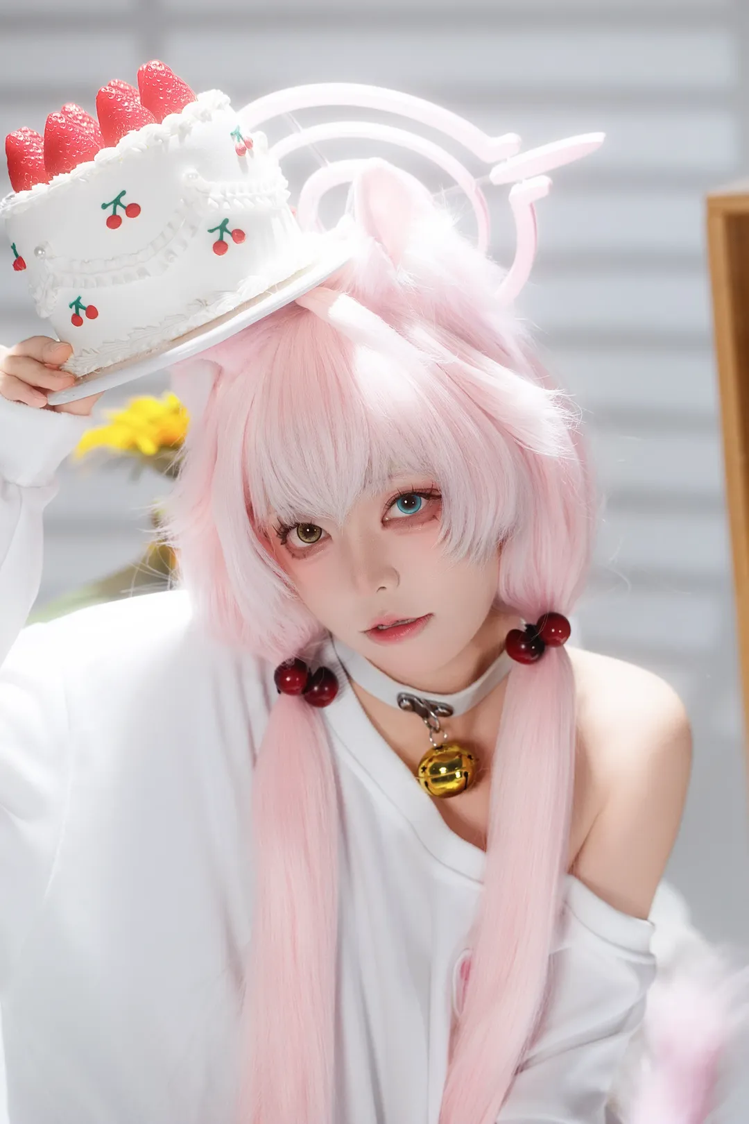 蔚蓝档案, 少女写真, 小鸟游星野cos, 白丝穿搭, 居家氛围感 - 第5张