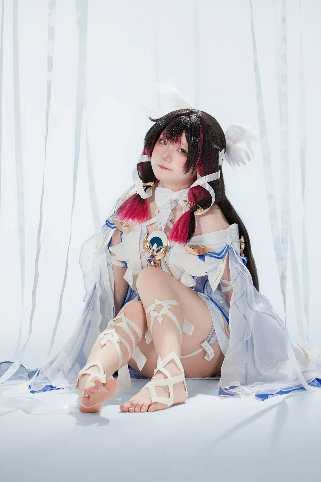 原神, コロンビーナ コスプレ, コスプレ撮影, シアーリボン, 白い羽の少女