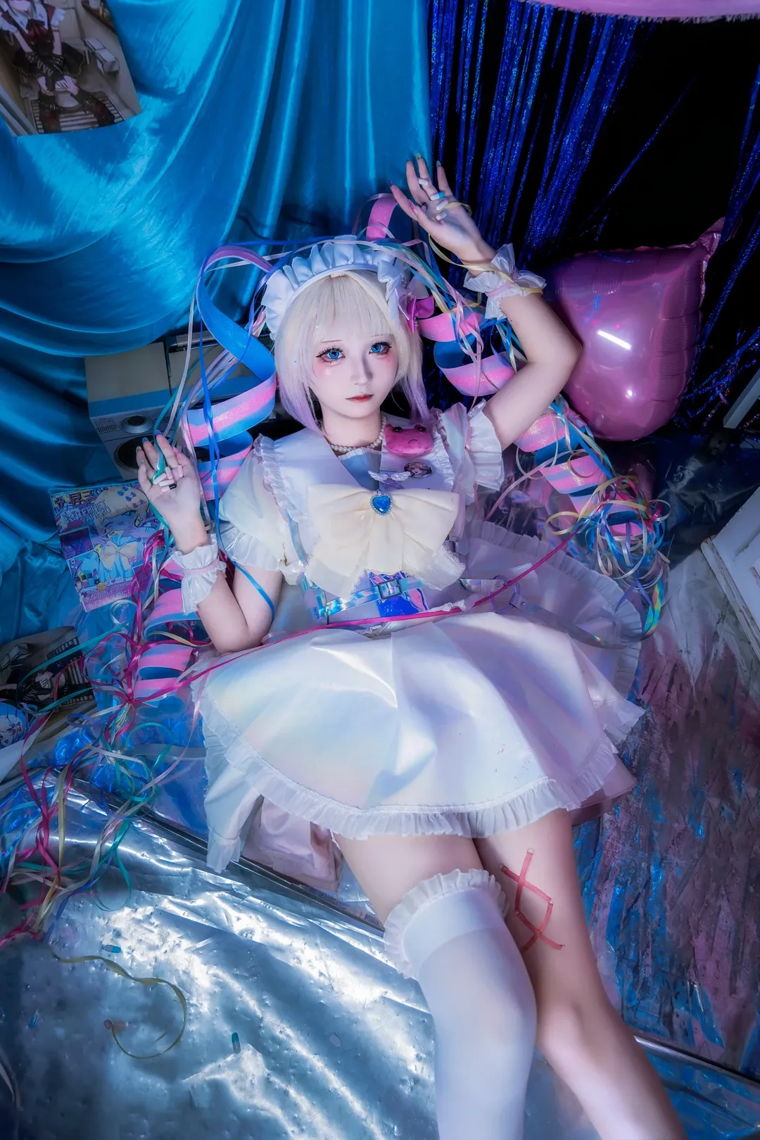 Cosplay, 超天酱cos, 白丝穿搭, 霓虹光影, 主播女孩重度依赖 - 第12张