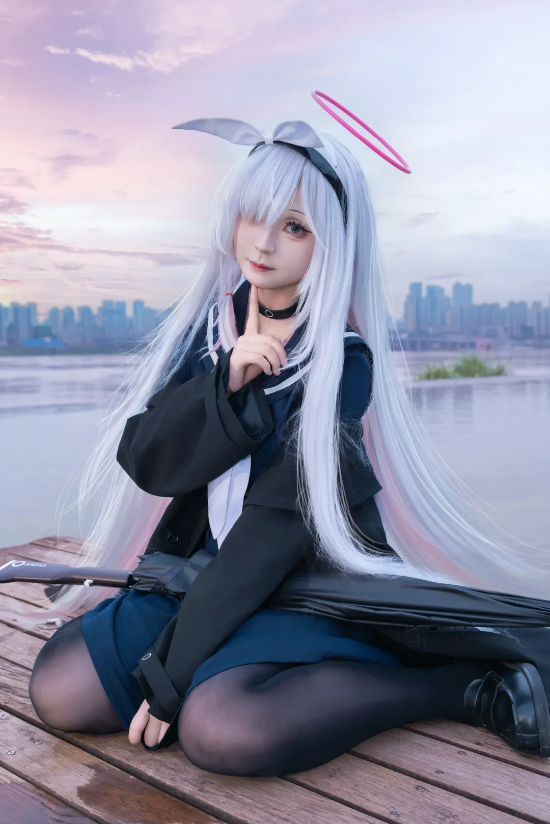 蔚蓝档案, 普拉娜cos, cosplay摄影, 黑丝穿搭, 二次元外景 - 第2张