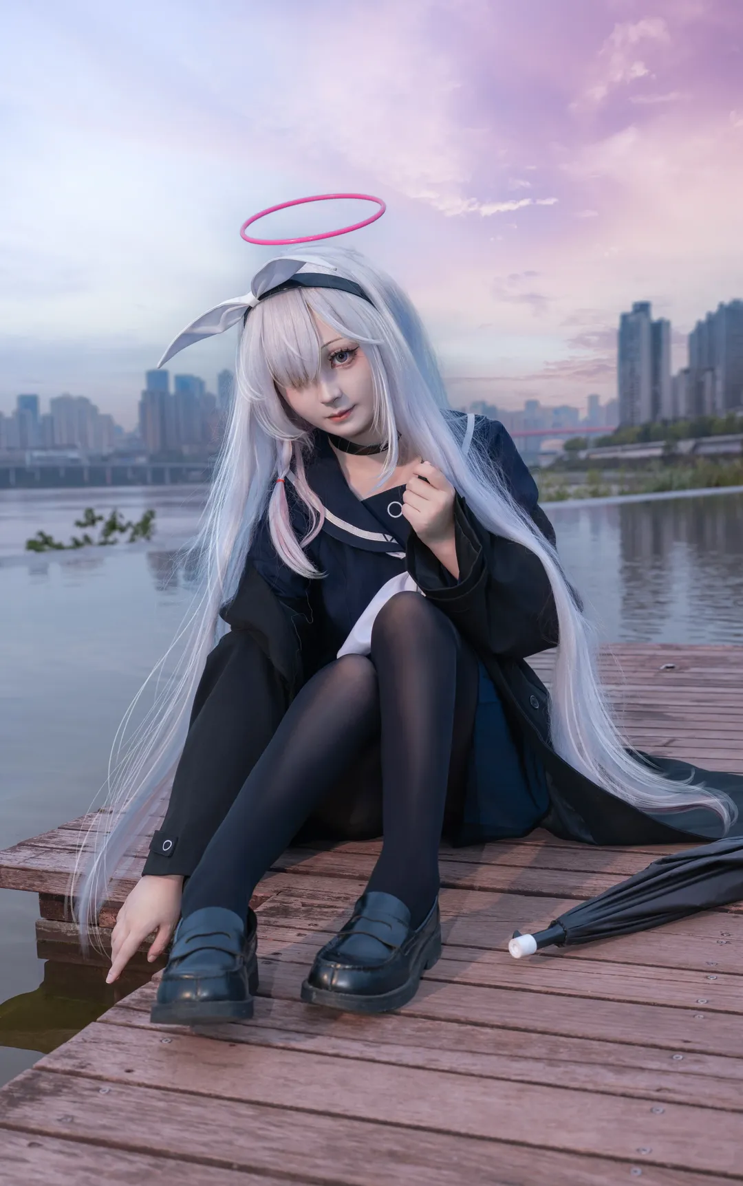 蔚蓝档案, 普拉娜cos, cosplay摄影, 黑丝穿搭, 二次元外景