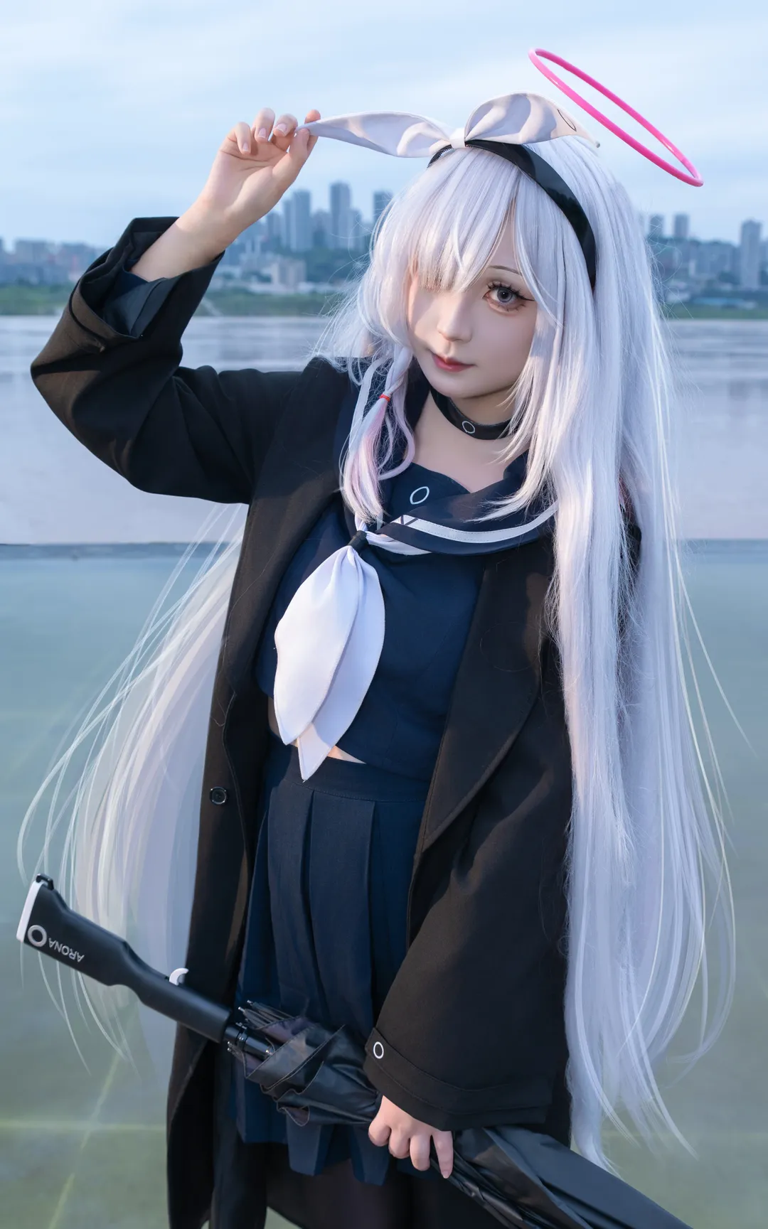 蔚蓝档案, 普拉娜cos, cosplay摄影, 黑丝穿搭, 二次元外景 - 第5张