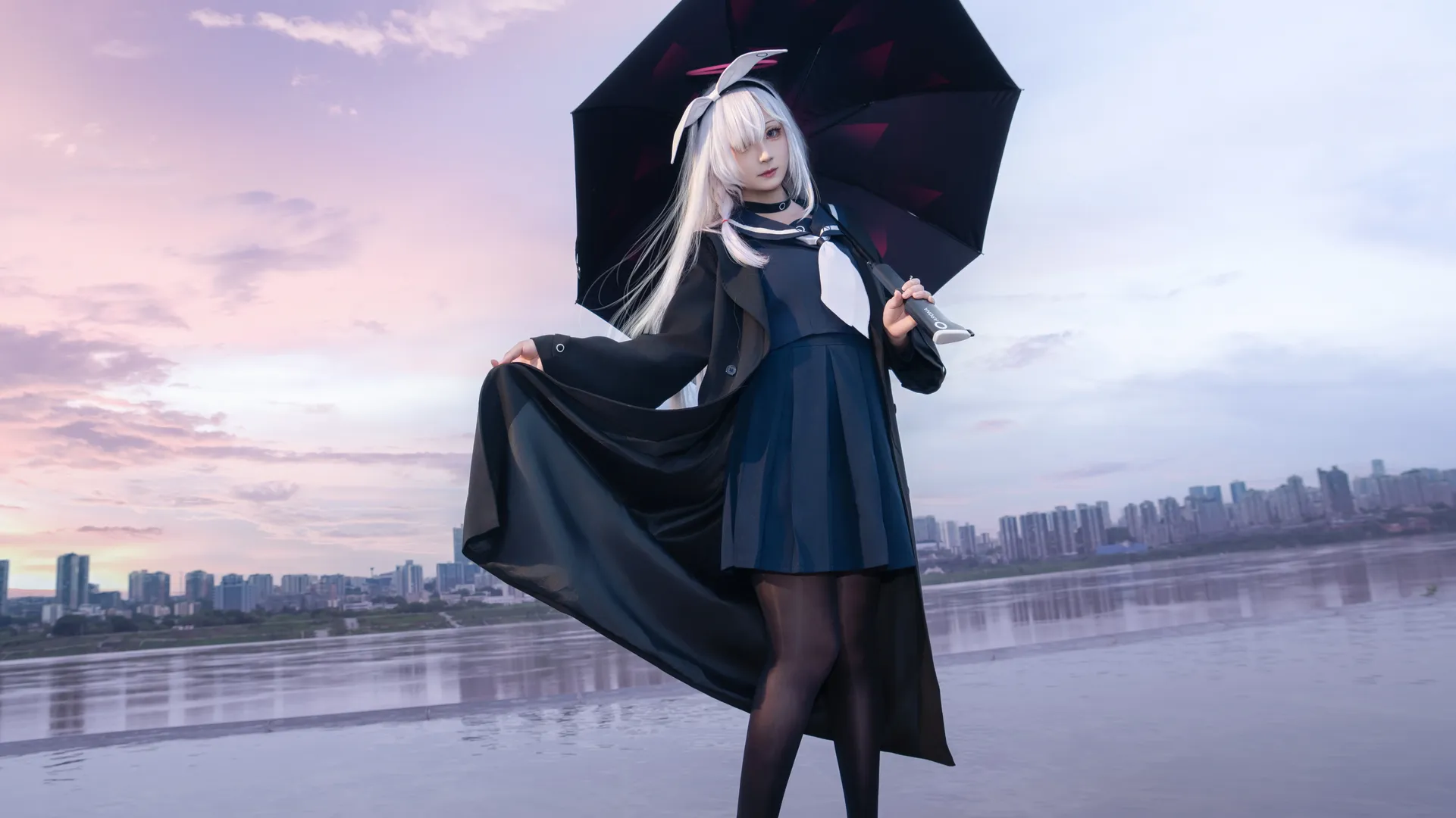 蔚蓝档案, 普拉娜cos, cosplay摄影, 黑丝穿搭, 二次元外景 - 第6张