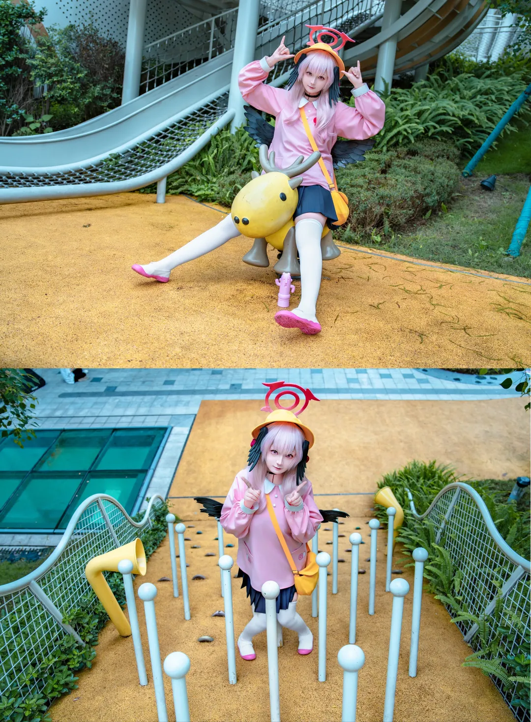 cosplay, 蔚蓝档案, 下江小春cos, 白丝cos, 户外游乐园 - 第6张