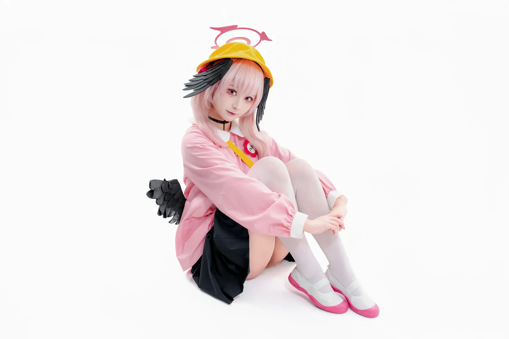 蔚蓝档案, 下江小春cos, 白丝穿搭, 粉发cosplay, 天使光环 - 第3张