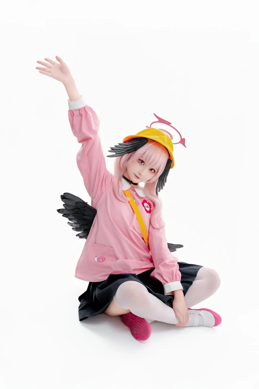 蔚蓝档案, 下江小春cos, 白丝穿搭, 粉发cosplay, 天使光环 - 第5张