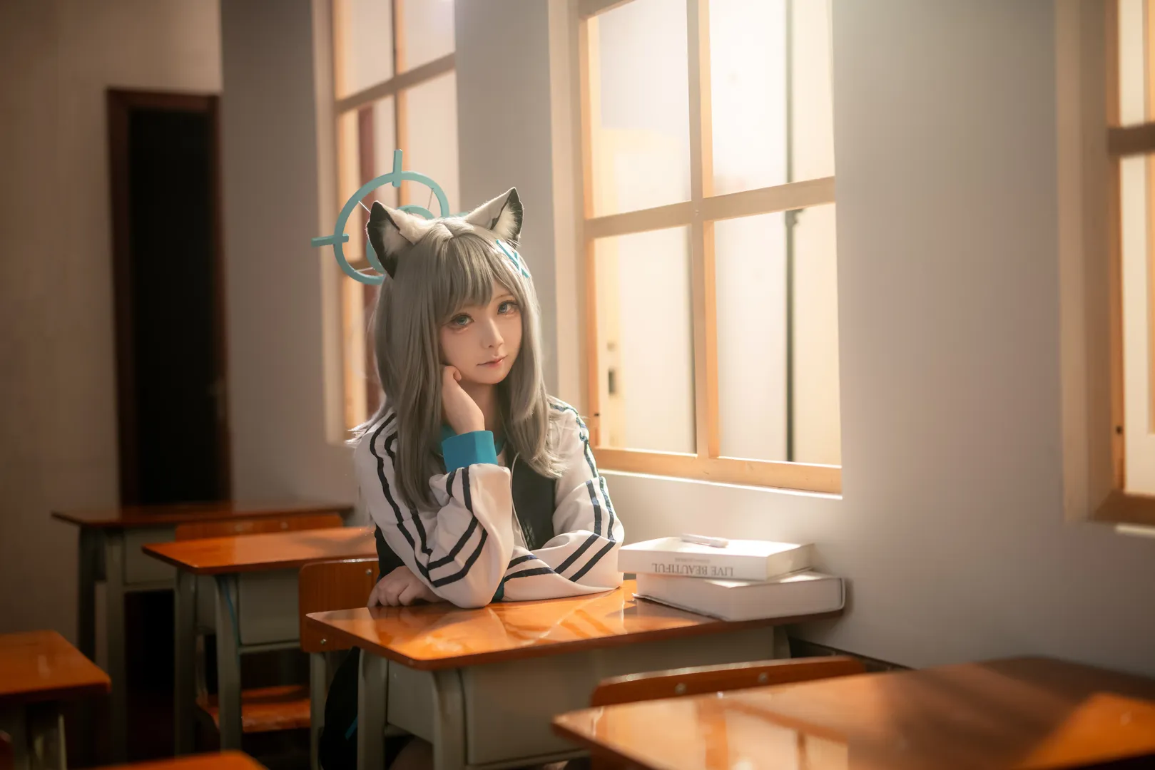 cosplay, 蔚蓝档案, 校园写真, 二次元cos, 砂狼白子cos