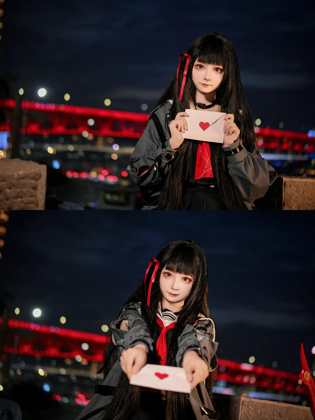Wuthering Waves, Night portrait, Cosplay outfit, Black stockings cosplay, Kuchiba Chisa cosplay - Image 1