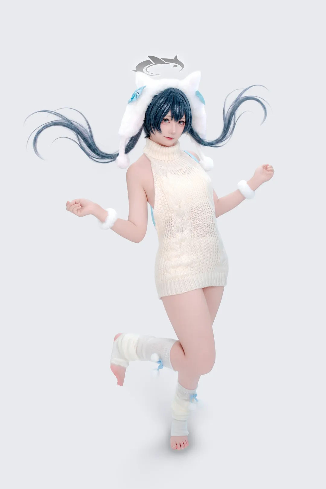 蔚蓝档案, 妃咲cos, cosplay分享, 居家毛衣, 兽耳帽