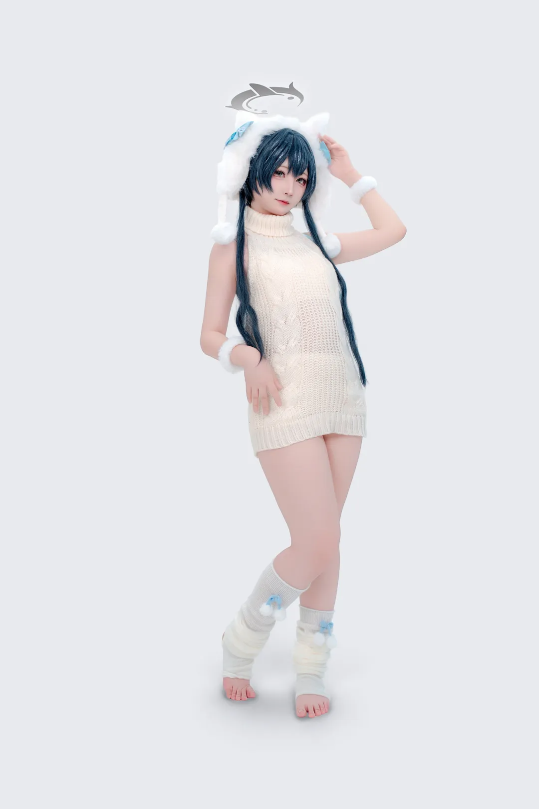 蔚蓝档案, 妃咲cos, cosplay分享, 居家毛衣, 兽耳帽 - 第3张