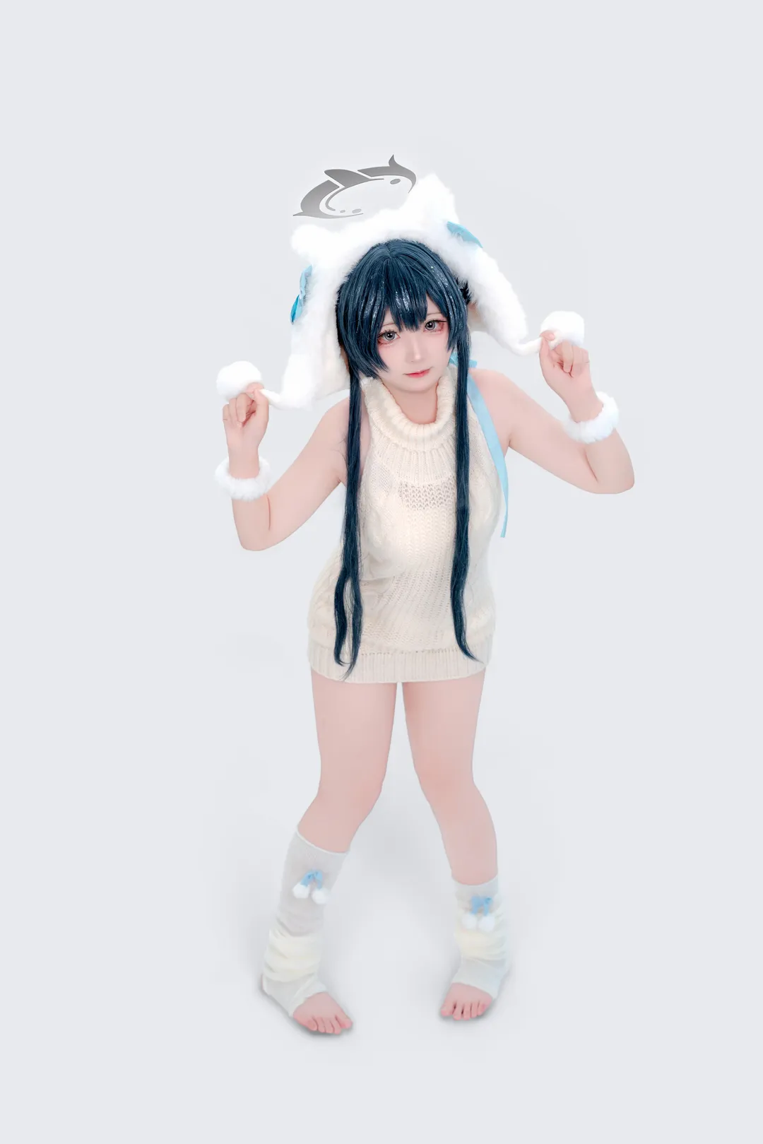 蔚蓝档案, 妃咲cos, cosplay分享, 居家毛衣, 兽耳帽 - 第4张